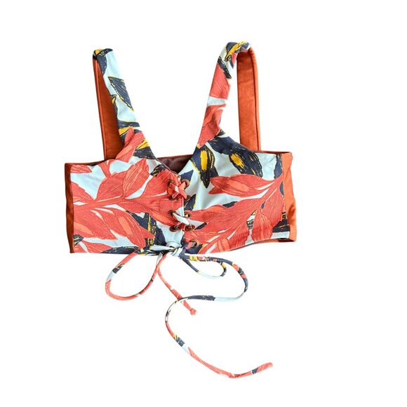 Maagi Other - Maagi Tropical Print Lace-Up Bikini Top Size S